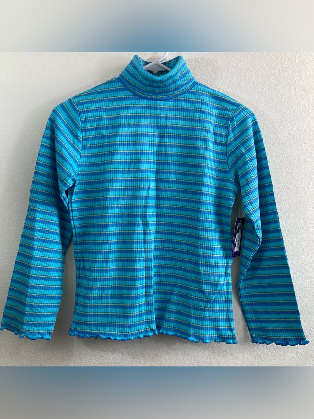 Goody's Girls Striped Rib Knit Turtleneck Top Size M 10.5-12.5 NWT Y2K